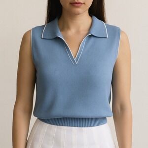 Vintage Sweater Vest Women's XL New NWT Cornflower Blue Knit Preppy Golf Tennis